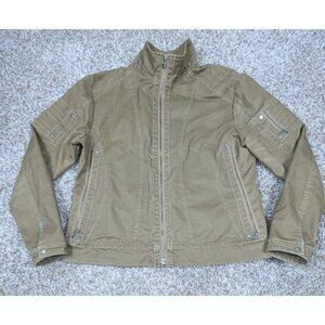 Kuhl Burr Jacket Womens Large Vintage Patina Dye Full Zip Up Moto Green Brown